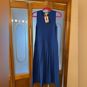 Remi Bader Navy Sleeveless Pleated Dress, BRAND NEW